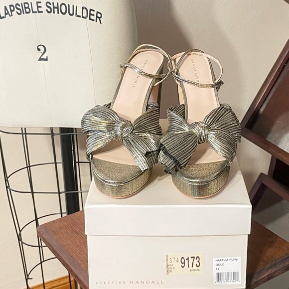 NIB NWT Loeffler Randall Natalia Platform Heels in Gold 12 - Picture 2 of 12